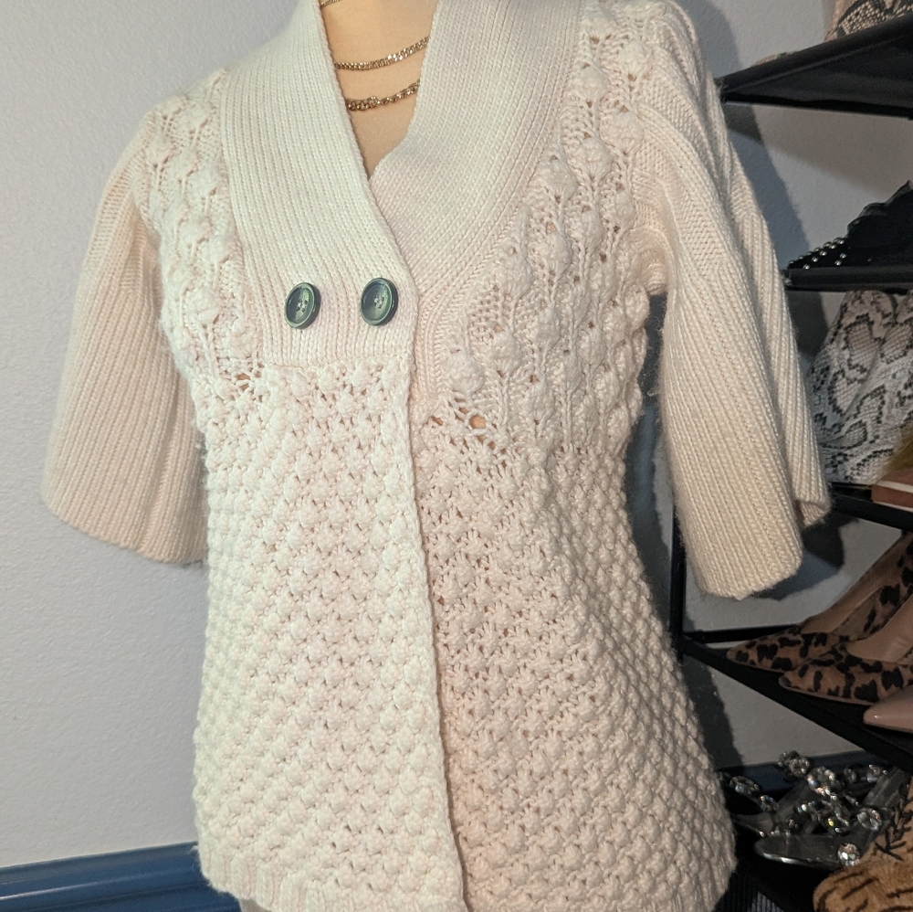 Eve Ivory Knit Cardigan with Decorative Buttons